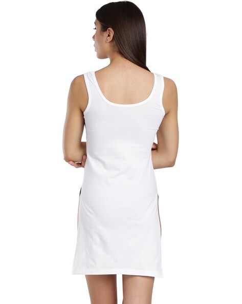 Buy Enamor Essentials Womens E095-cotton Sleeveless Scoop Neck Dress Slip  Beige Online