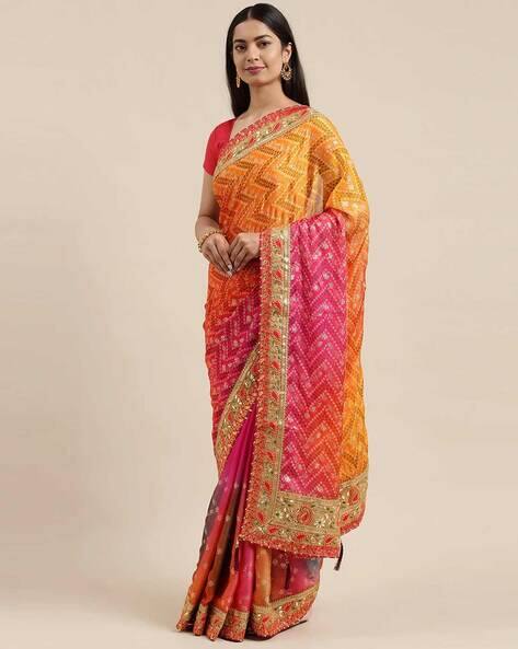bandhani printed saree