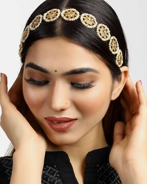 Vogue Hair Accessories Metal Crystal Hairband and Headband for Girls and  Women Gold  JioMart