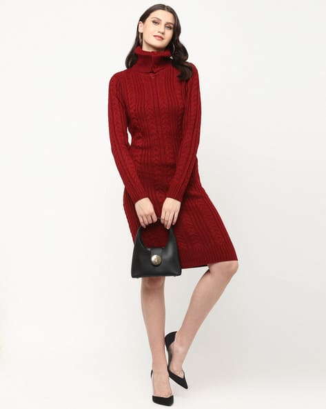 turtleneck bodycon sweater dress