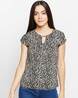 Animal Print Slim Fit Top with Round-Neck Animal Print Slim Fit Top with Round-Neck