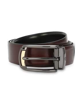 Reversible Leather Belt with Buckle Closure