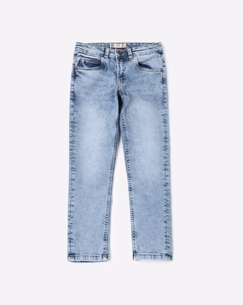 Mid-Wash Mid-Rise Slim Jeans