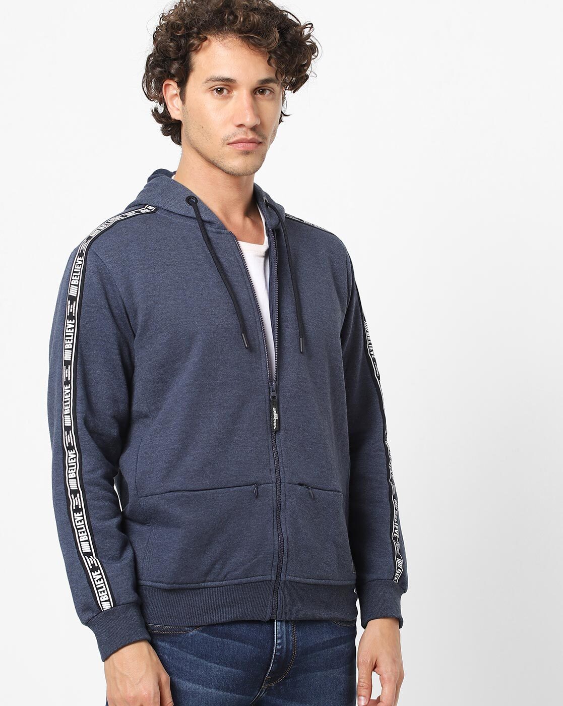 Zip-Front Hoodie with Contrast Taping