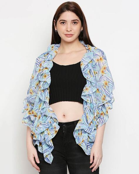 Floral Print Scarf with Ruffles Price in India