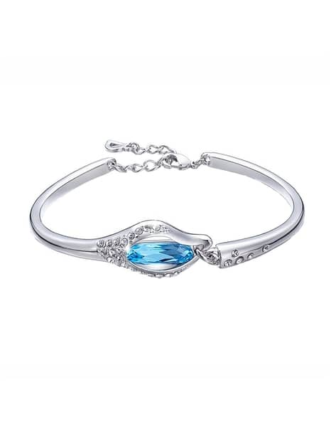 Buy Silver-Toned Blue Bracelets Bangles for Women by Yellow