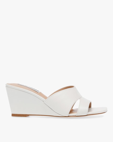 Buy Steve Madden women medium urge slip on wedge sandals white Online |  Brands For Less