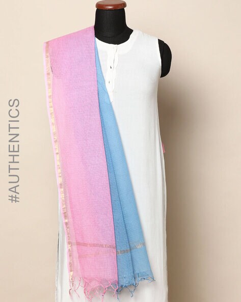 Kota Tie and Dye Silk Cotton Dupatta with Zari Border Price in India
