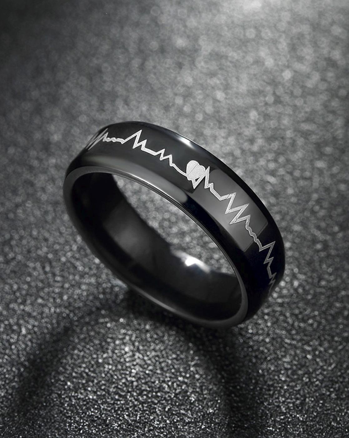 Black Silver Geometrical Heart Shaped Korean Ring – Jewelsalley
