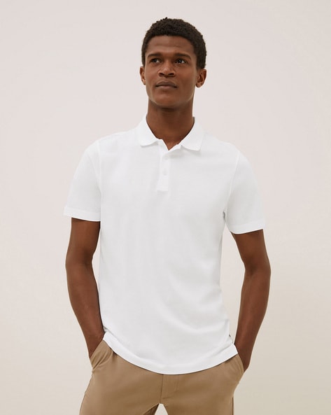 Marks and spencer shop white polo shirt