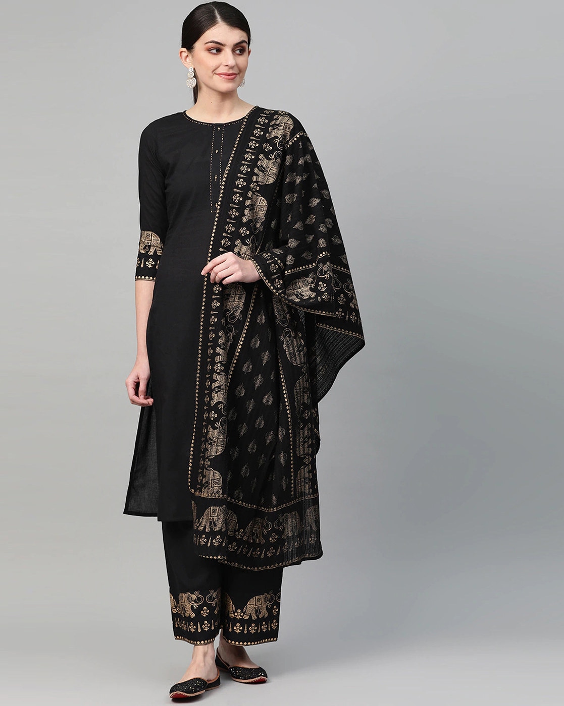 black suit for women with dupatta