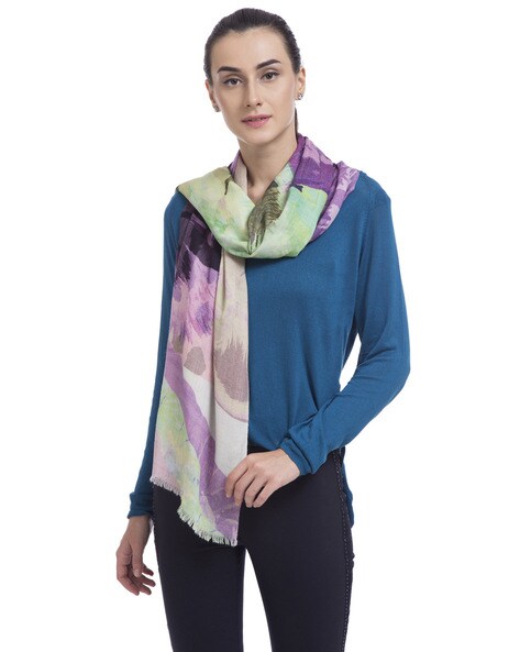 Printed Shawl with Frayed Hems Price in India