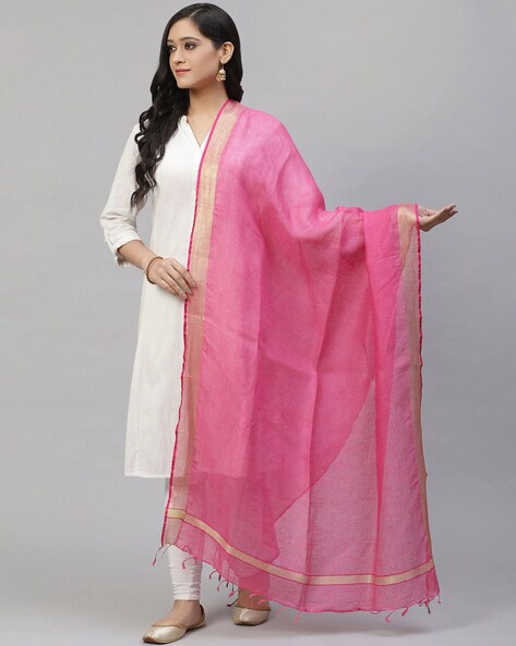 Linen Dupatta with Tassels Price in India