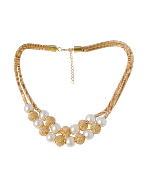 Yellow Chimes Beaded Gold-Plated Stylish Choker Necklace