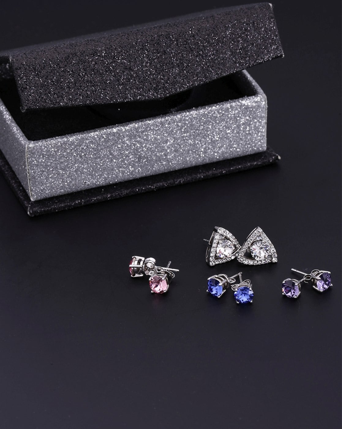 Medium Violet Crystal Stud Earrings Fruit Bijoux Pistachios