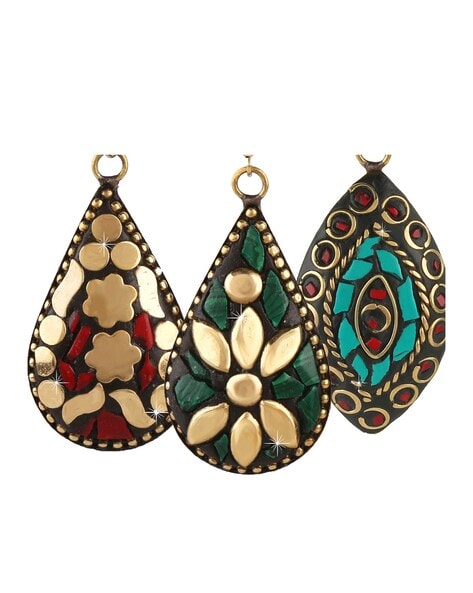 Flipkart.com - Buy ABHINN Tibetan Gold Plated Multi-Color Oval-Shaped Studs  Earrings For Women Brass Stud Earring Online at Best Prices in India