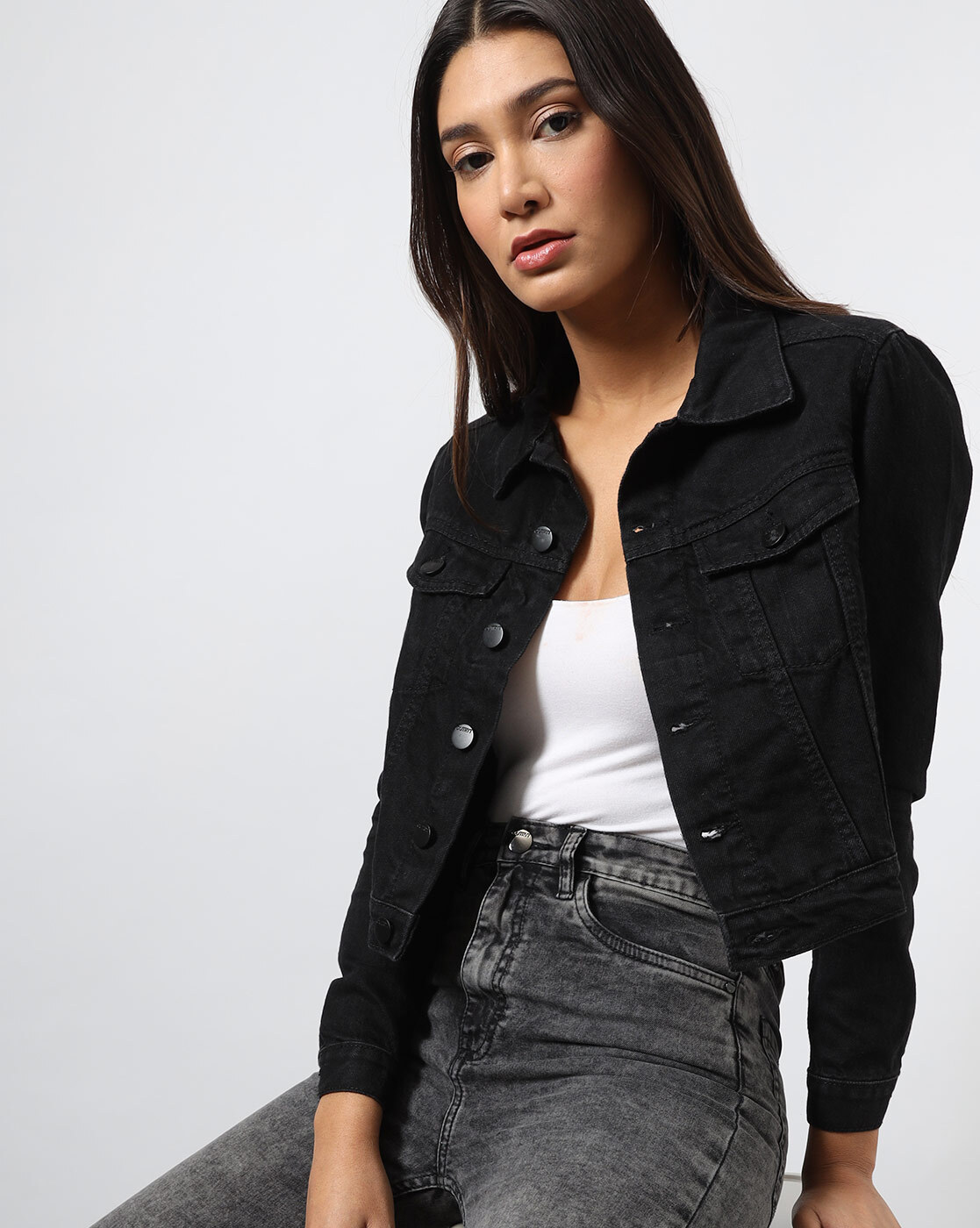 Cropped black jacket outlet womens