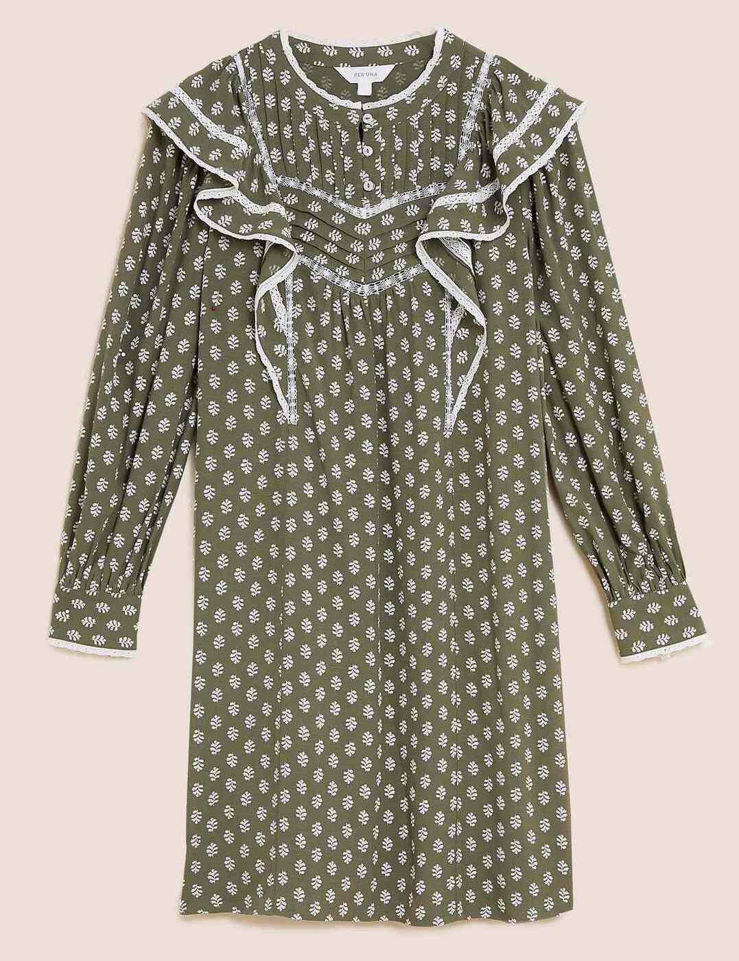 Fashion Dresses Green Spotty Dress Zara Zara XS Olive Green Polka