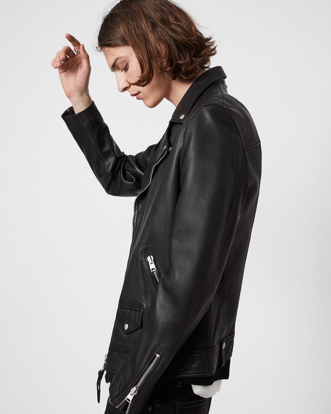 allsaints leather biker jacket