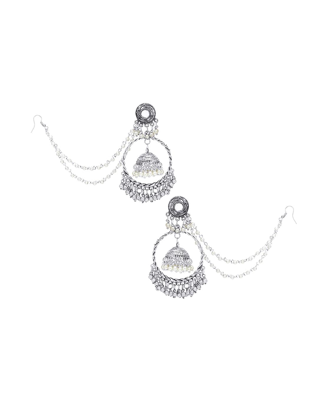 Gold Plated Earring with Pearl Khan Chain Mattal Extension Ear to Hair Chain  Buy