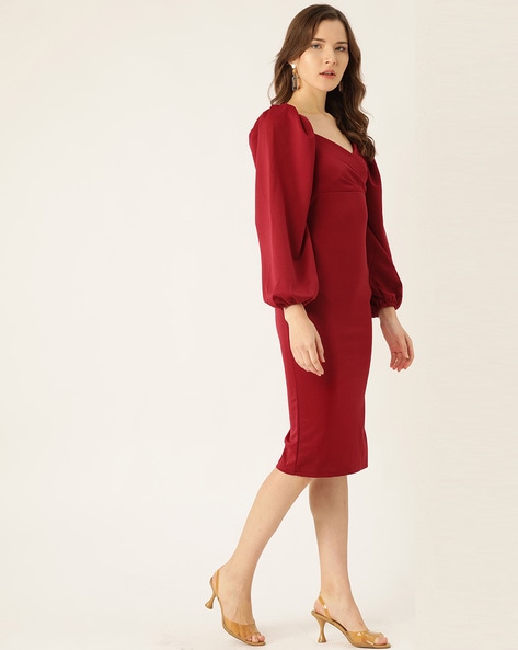 plain red bodycon dress