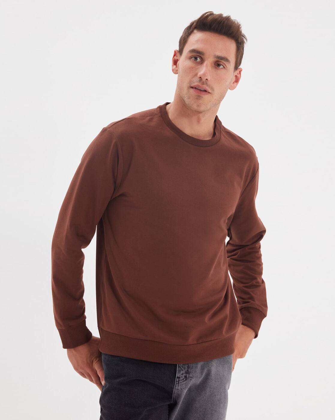 mens brown crewneck