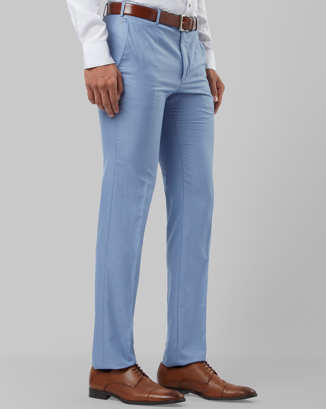 Buy Raymond Men Blue Checkered Polyester Blend Flat-Front Pants Online at  Best Prices in India - JioMart.