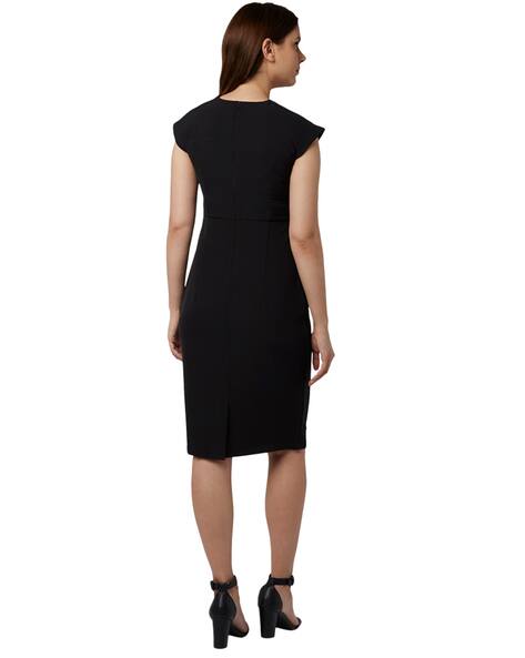 black sheath dress with pockets