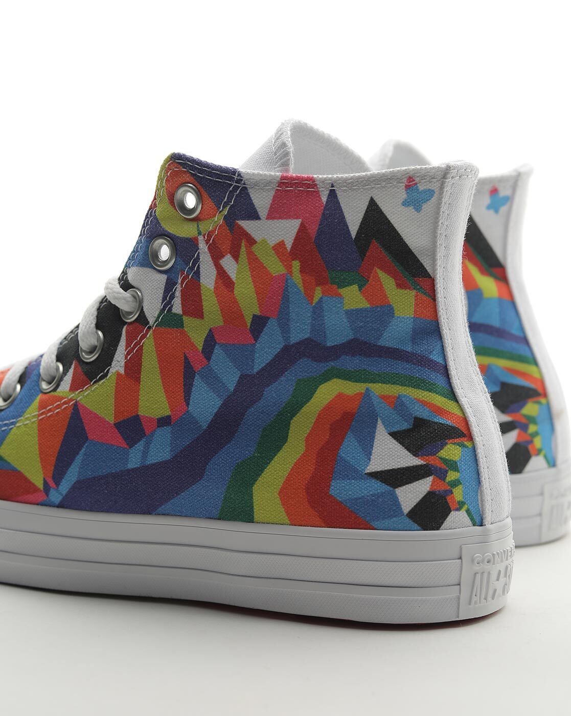 converse pride chuck taylor hi all star white and rainbow lightning bolt trainers