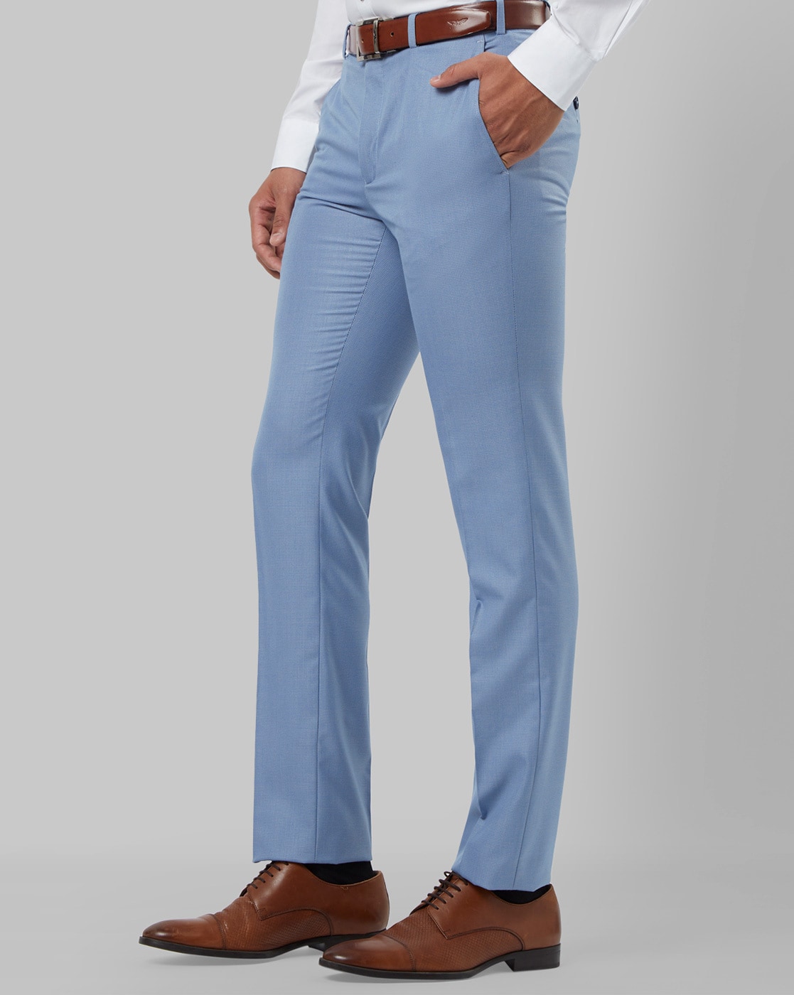 Buy Raymond Men Brown Solid Polyester Blend FlatFront Pants Online at Best  Prices in India  JioMart
