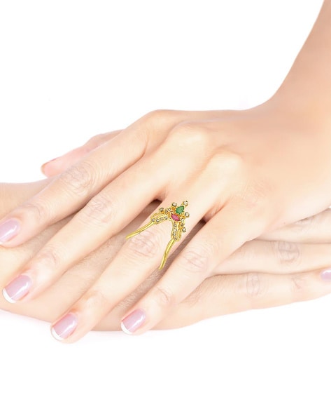 Ornate 22 Karat Gold Deity Finger Ring