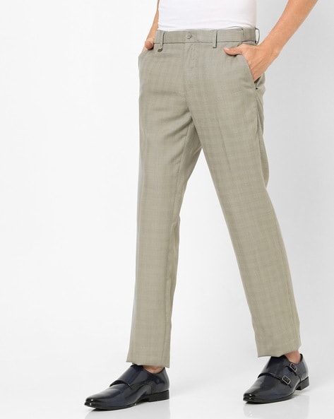 Invictus Blue Rust Red Slim Fit Checked Formal Trousers - Buy Invictus Blue  Rust Red Slim Fit Checked Formal Trousers online in India