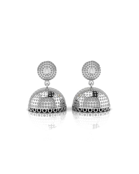 Kamal Motif Silver Jhumki Earrings KT77 | Jhumki earrings, Online earrings,  Earrings