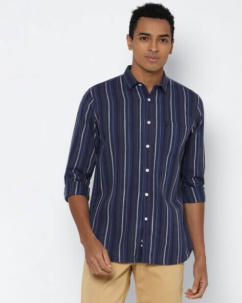 Navy Blue Shirts for Men by ALLEN SOLLY 