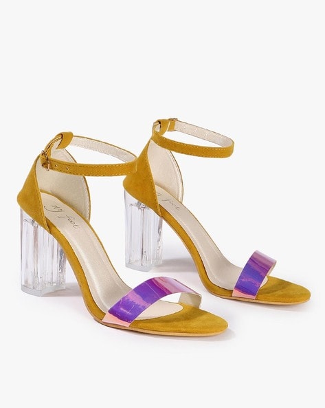 Yellow Big Belted High Heel Platform Sandals | Platform high heel shoes, High  heels, Heels