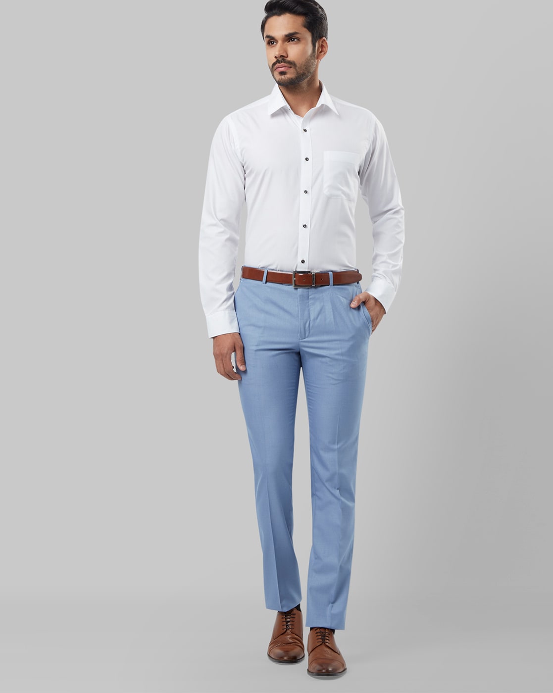 Raymond Men's Polyester Viscose structured Trouser Fabric Colour Dark blue