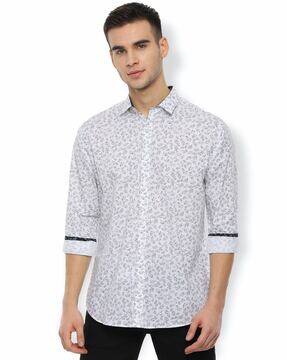 van heusen white printed shirt