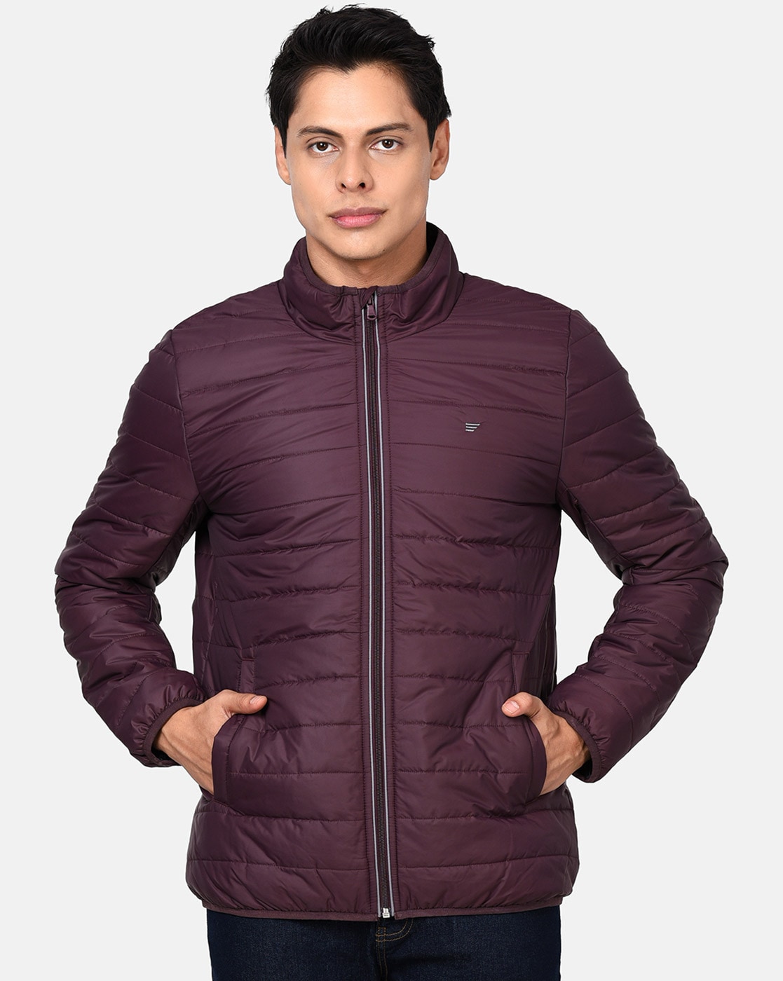 Burgundy quilted outlet jacket mens