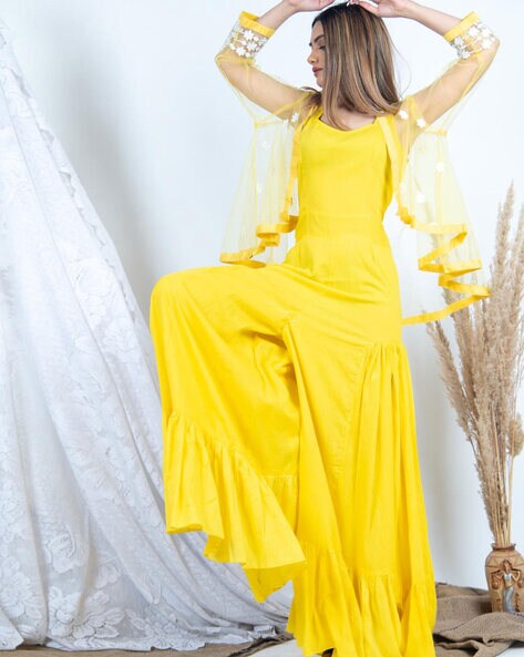 Yellow jumpsuit hot sale with jacket