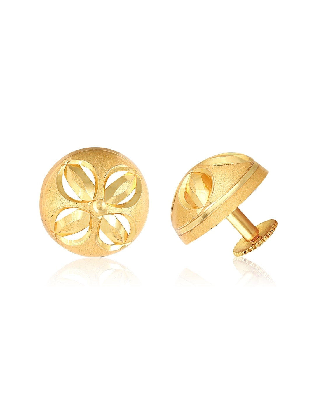 9ct Gold Flat Circle Stud Earrings | Jewellerybox.co.uk