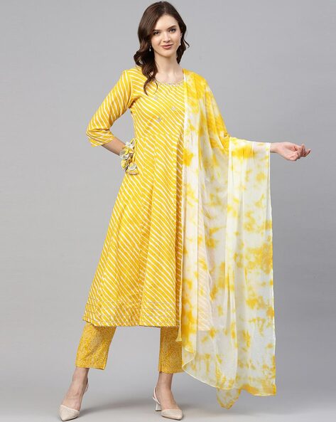 yellow suit set with dupatta