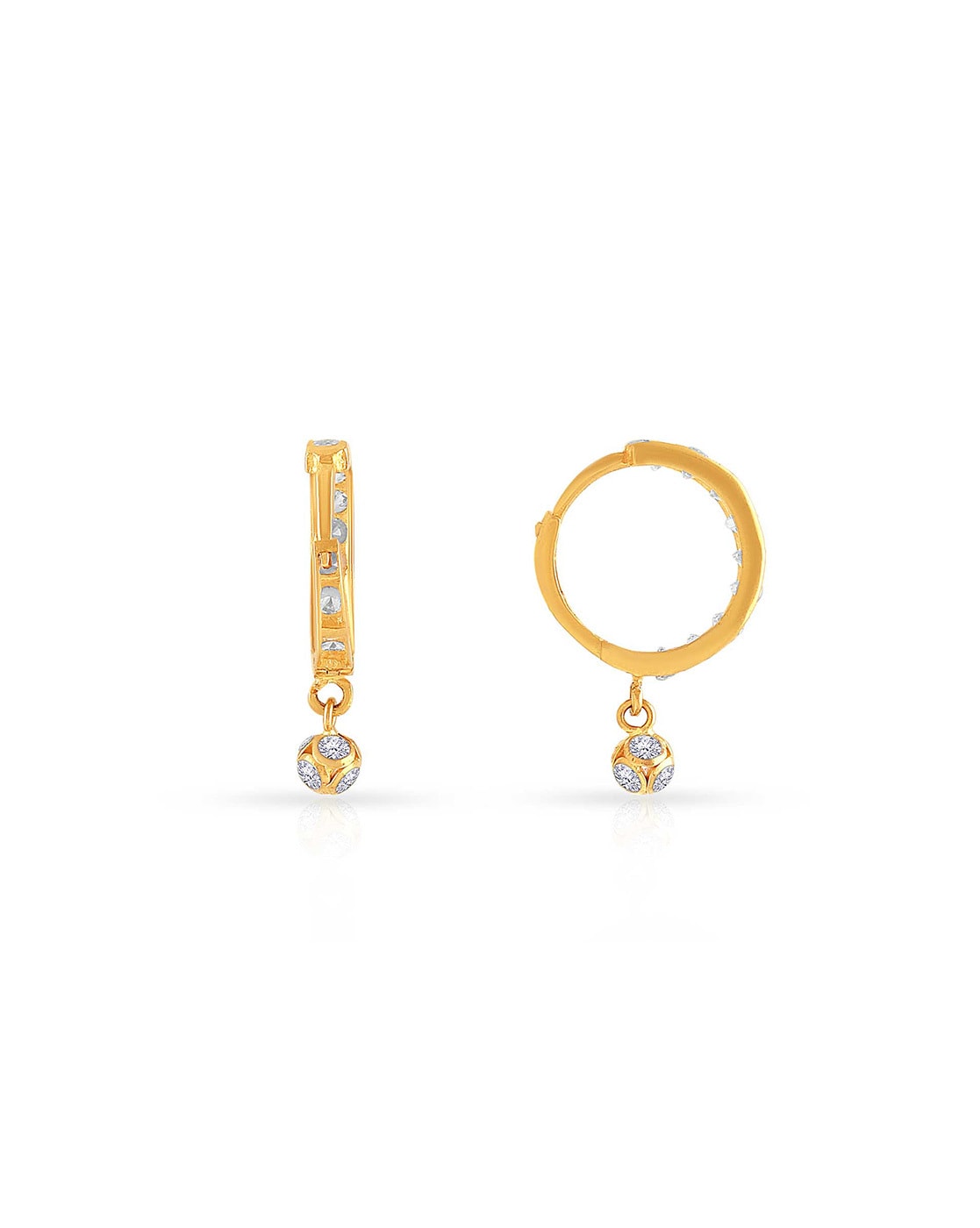 14K Two Tone Floating Diamond Circle Hoop Earrings