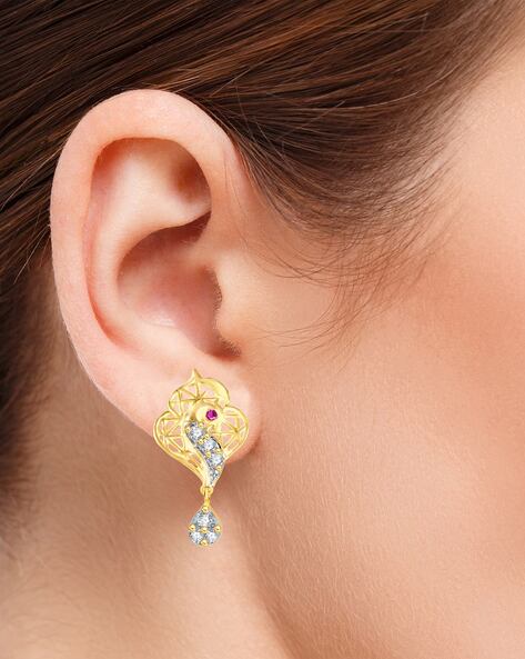 Buy Entwined Peacock Gemstone Stud Earrings Online | CaratLane