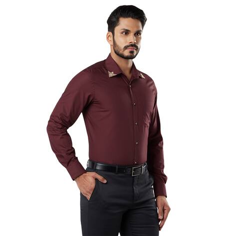 dark maroon color shirt