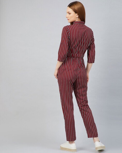 Maroon and 2025 white jumpsuit