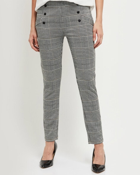 Buy VAN HEUSEN Checks Polyester Tapered Fit Womens Formal Pants  Shoppers  Stop