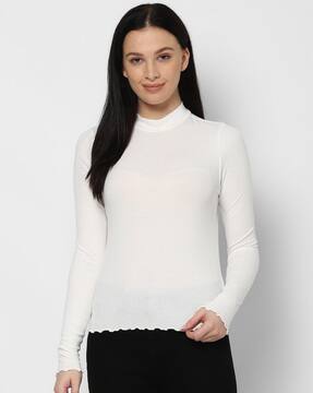 turtle neck white top