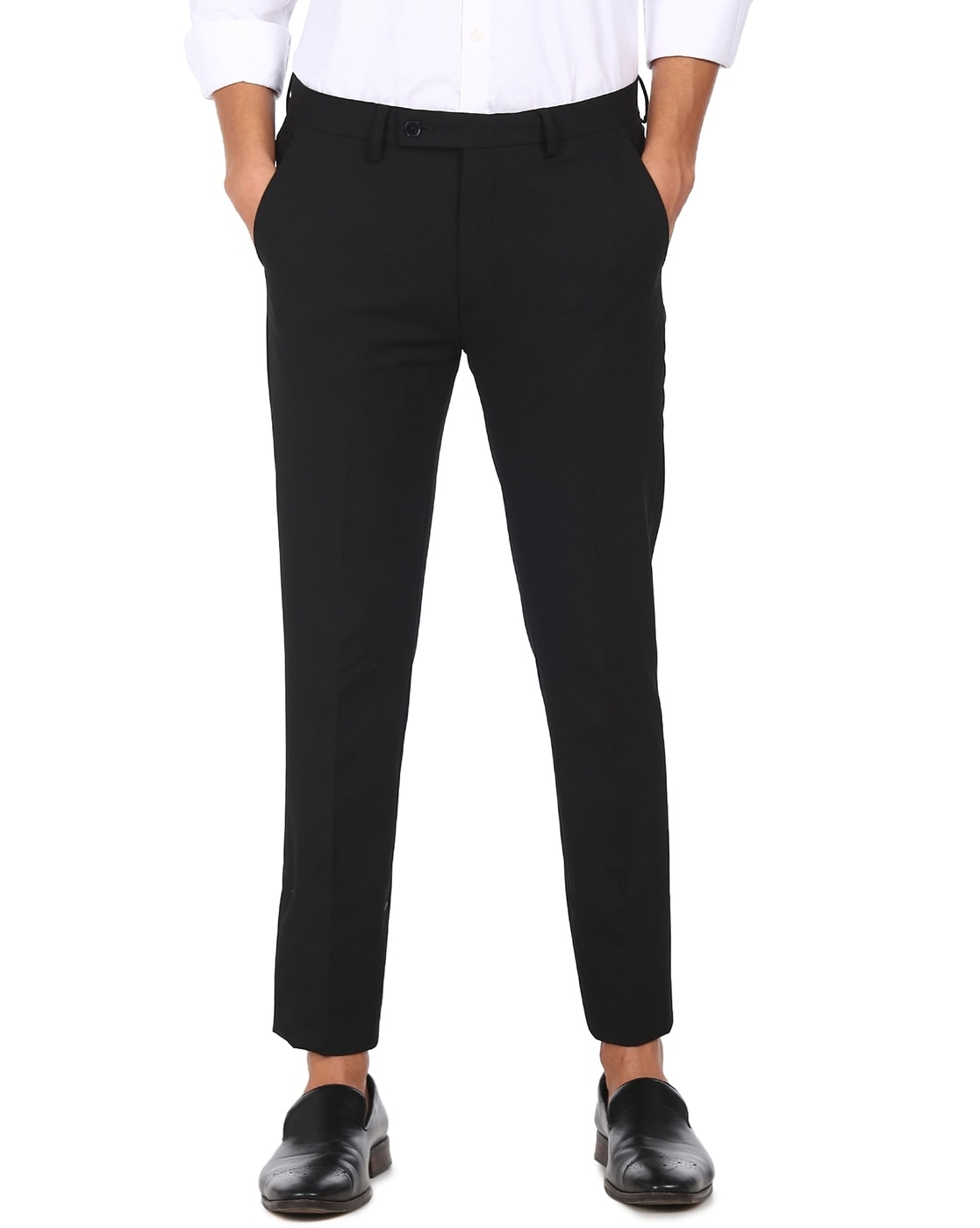Buy VISHAL MEGA MART BLACKTIE Men Solid Black Formal Trousers at Amazonin