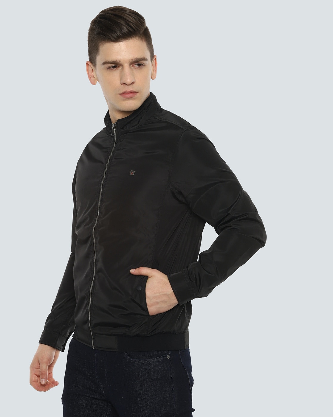 Buy Men Casual Black Solid Jackets Online - 594988 | Louis Philippe
