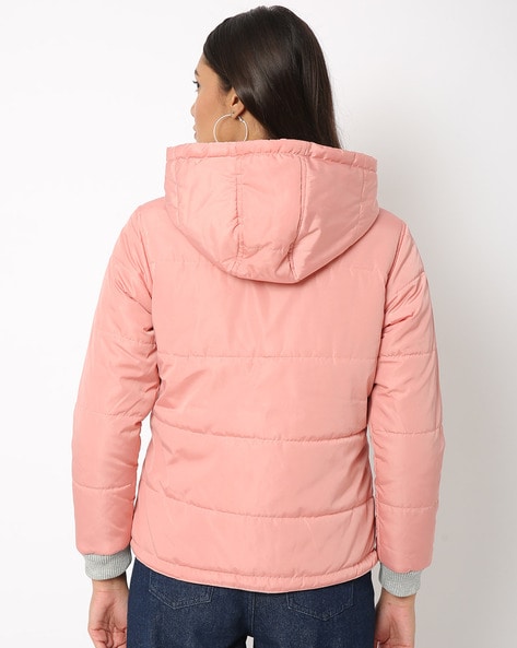 ESPRIT Womens Hooded Padded Coat UK 12 Medium Pink Polyester